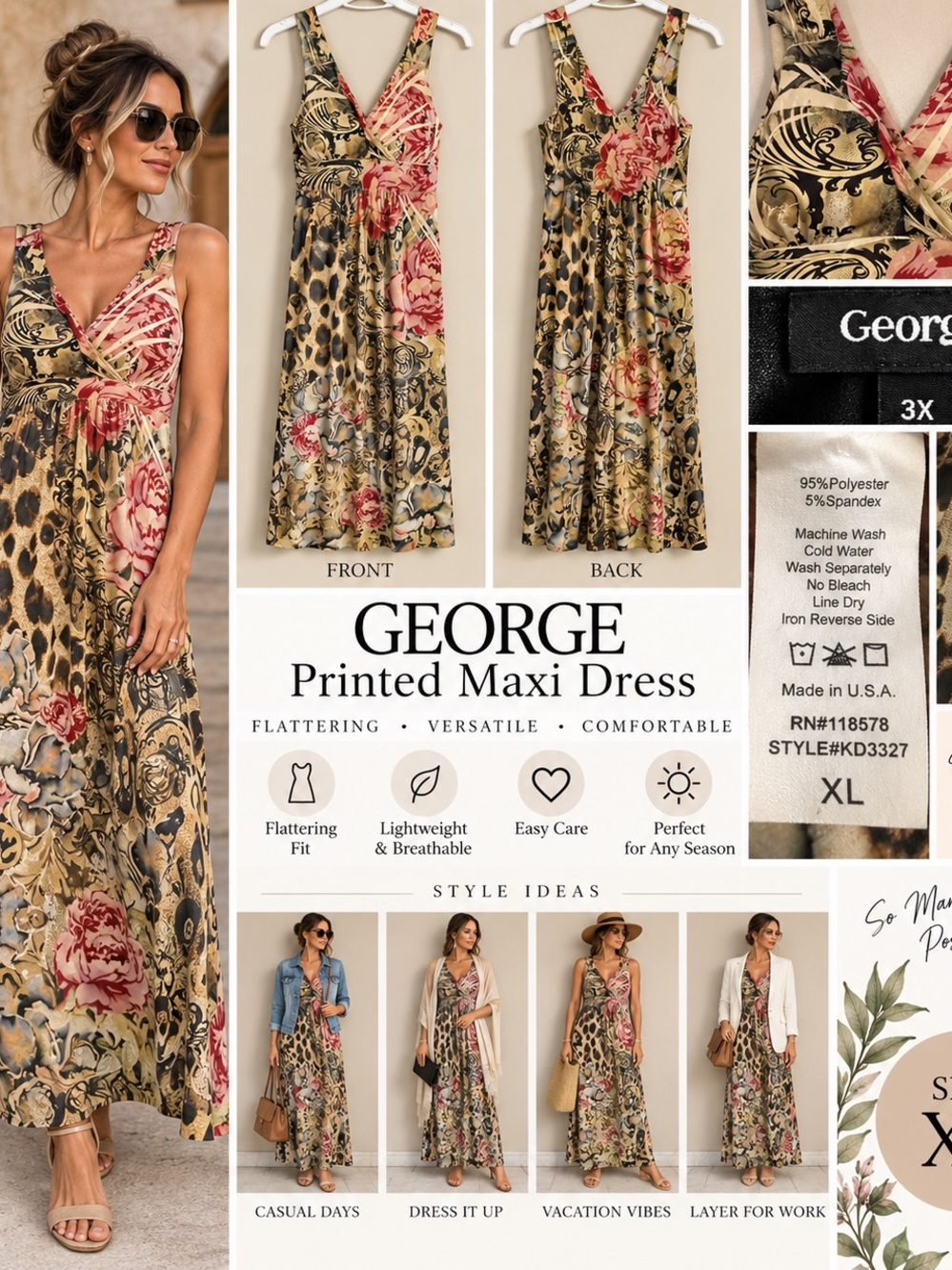 George Floral & Animal-Print Maxi Dress